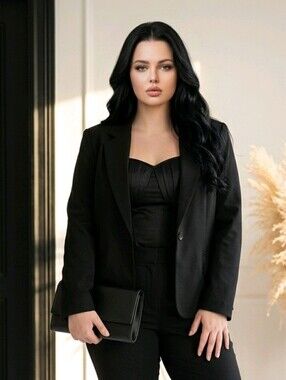 Jones Studio black blazer w one button, front pockets Sz 14